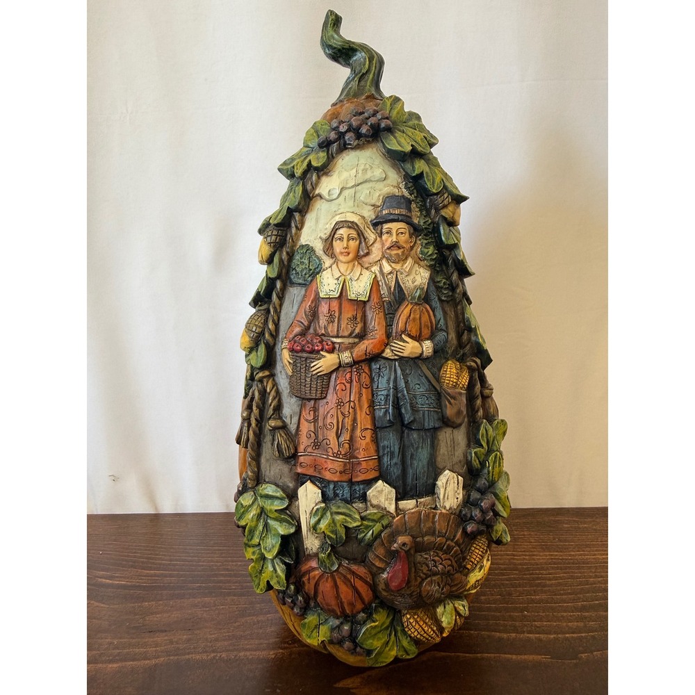 Accents & Occasions Thanksgiving Pilgrim Couple Gourd Figurine Harvest Decor 14"